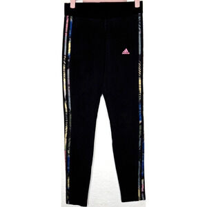 Adidas Womens 3 Stripes Leggings Medium Black Tropical Loungewear Essentials